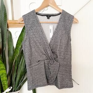 J. Crew 365 Bouclé Peplum blouse gray sleeveless